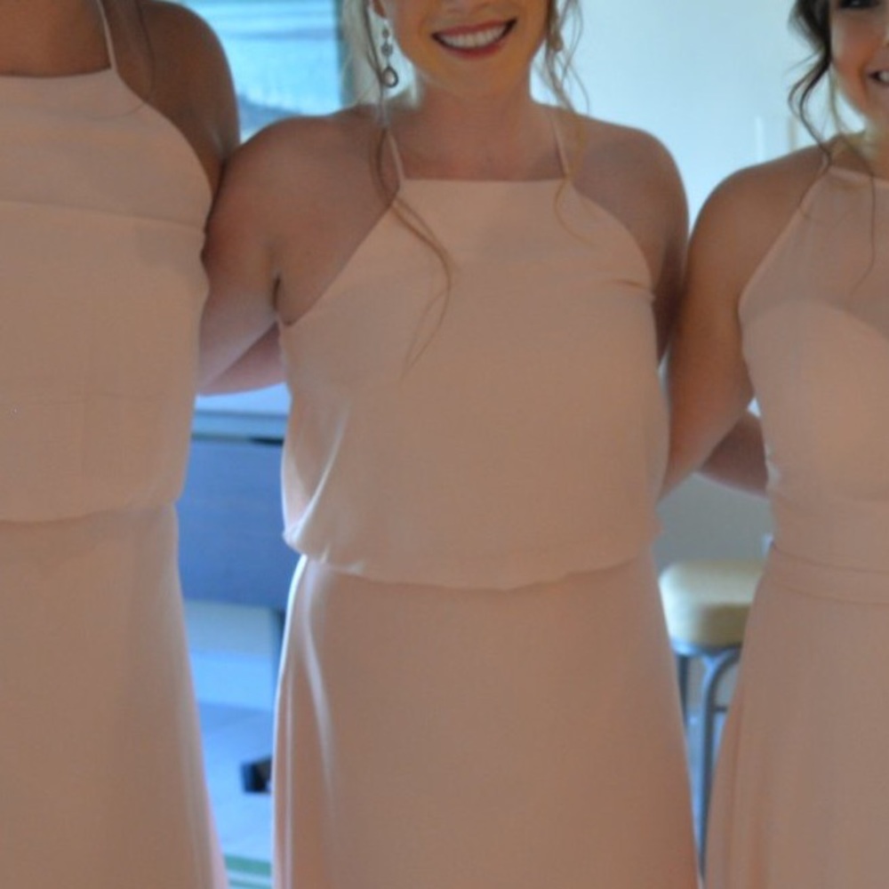 Bill Levkoff Blush floor length bridesmaid dress - Picture 1 of 4